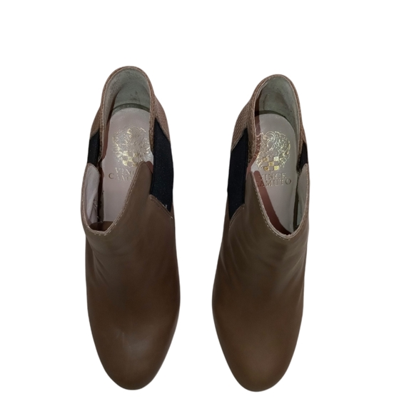 VINCE CAMUTO Soft Taupe Leather Snake ARIANAH Heels Ankle Boots Booties Sz 8.5M. - Picture 4 of 4